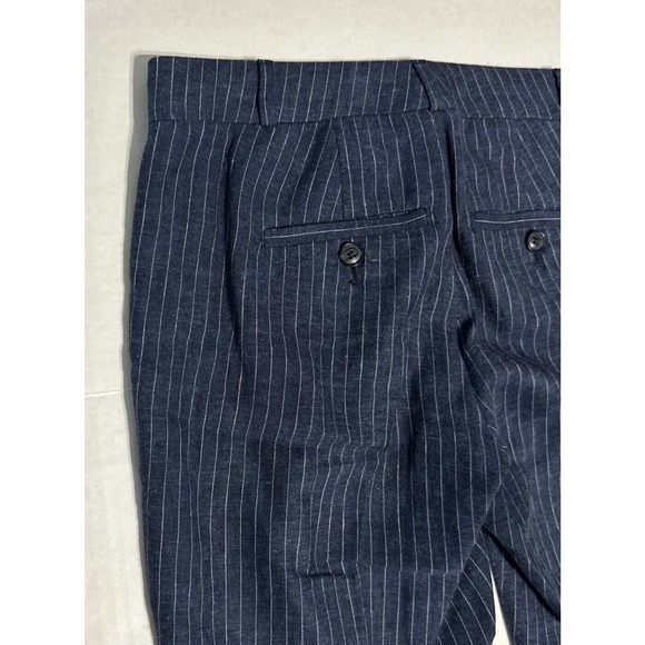 Banana Republic Factory White Navy Blue Ryan Pinstripe Straight Leg Pants Sz 00P - Picture 8 of 15